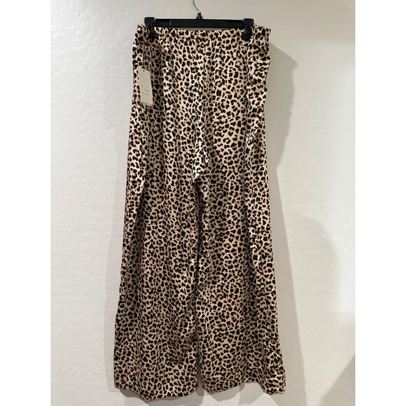 A New Day Women's Mid-Rise Wide Leg Satin Pull-on Animal Print Pants Size XL NWT - Picture 3 of 8